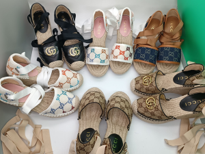 Replica Womens Shoes Gucci Blue GG Denim Wedge Sandal 35 To 42 A38P480 AA190377