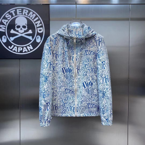 Dior Blue Monogram Zipper Jacket Coat 