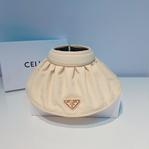 Prada Beige Cotton Visor Cap Hat 