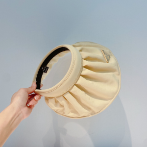 Replica Womens Hats Prada Beige Cotton Visor Cap Hat A190PP180 AA190599