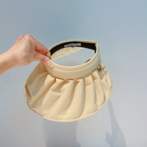 Replica Womens Hats Prada Beige Cotton Visor Cap Hat A190PP180 AA190599