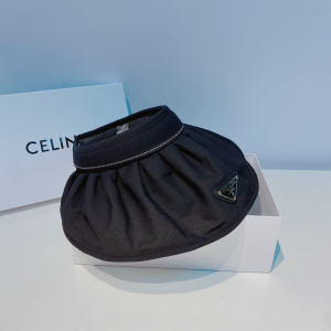 Prada Black Cotton Visor Cap Hat 