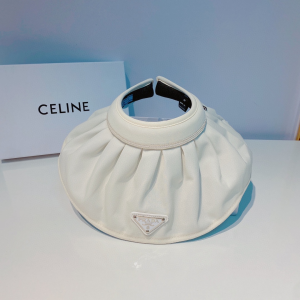 Prada White Cotton Visor Cap Hat 