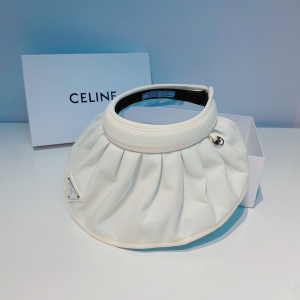 Replica Womens Hats Prada White Cotton Visor Cap Hat A190PP180 AA190597