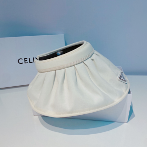 Replica Womens Hats Prada White Cotton Visor Cap Hat A190PP180 AA190597