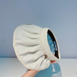 Replica Womens Hats Prada White Cotton Visor Cap Hat A190PP180 AA190597