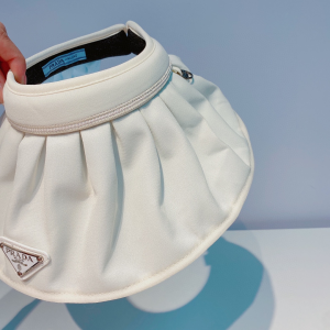 Replica Womens Hats Prada White Cotton Visor Cap Hat A190PP180 AA190597