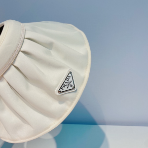 Replica Womens Hats Prada White Cotton Visor Cap Hat A190PP180 AA190597