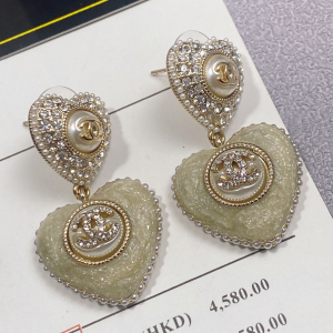 Replica Womens Jewelry Chanel Crystal CC Heart Earrings A152PP180 AA190561