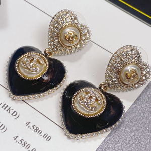 Replica Womens Jewelry Chanel Crystal CC Heart Earrings A152PP180 AA190561