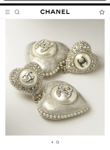 Replica Womens Jewelry Chanel Crystal CC Heart Earrings A152PP180 AA190561