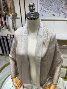 Replica Womens Scarf Gucci GG Silk Cashmere Scarf in Beige 70x200CM A151PP280 AA190441