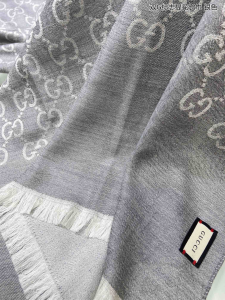 Replica Womens Scarf Gucci GG Silk Cashmere Scarf in Gray 70x200CM A151PP280 AA190443