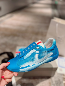 Cass x Prada Americas Cup D3cay Leather Sneakers Blue Cass x Prada Americas Cup D3cay Leather Sneakers Blue