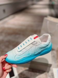 Cass x Prada Americas Cup D3cay Leather Sneakers White Blue Cass x Prada Americas Cup D3cay Leather Sneakers White Blue