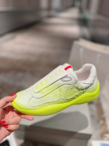 Cass x Prada Americas Cup D3cay Leather Sneakers White Yellow Cass x Prada Americas Cup D3cay Leather Sneakers White Yellow