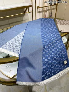 Gucci GG Blue Silk Cashmere Scarf
