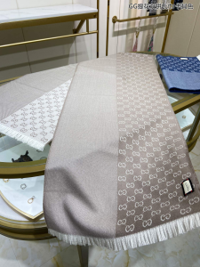 Gucci GG Khaki Silk Cashmere Scarf