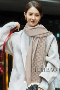 Replica Mens Scarf Gucci GG Khaki Silk Cashmere Scarf 40x180CM A151PP280 AA190898