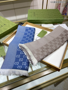 Replica Mens Scarf Gucci GG Khaki Silk Cashmere Scarf 40x180CM A151PP280 AA190898