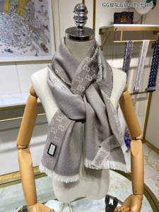 Replica Mens Scarf Gucci GG Khaki Silk Cashmere Scarf 40x180CM A151PP280 AA190898