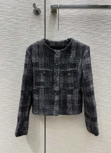 Chanel Black Gray Tweed Jacket 