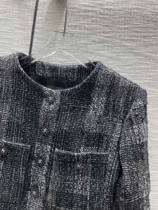 Replica Womens Clothing Chanel Black Gray Tweed Jacket SML A198PP980 AA191079