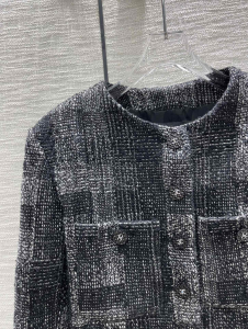Replica Womens Clothing Chanel Black Gray Tweed Jacket SML A198PP980 AA191079
