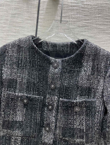 Replica Womens Clothing Chanel Black Gray Tweed Jacket SML A198PP980 AA191079
