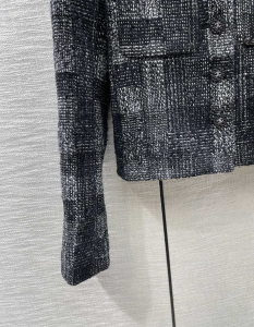 Replica Womens Clothing Chanel Black Gray Tweed Jacket SML A198PP980 AA191079