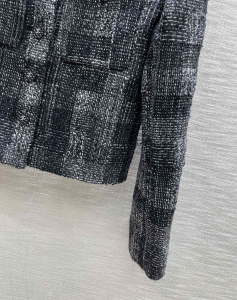 Replica Womens Clothing Chanel Black Gray Tweed Jacket SML A198PP980 AA191079