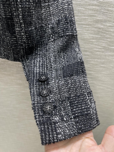 Replica Womens Clothing Chanel Black Gray Tweed Jacket SML A198PP980 AA191079
