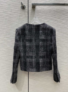 Replica Womens Clothing Chanel Black Gray Tweed Jacket SML A198PP980 AA191079