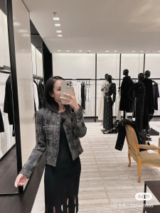 Replica Womens Clothing Chanel Black Gray Tweed Jacket SML A198PP980 AA191079