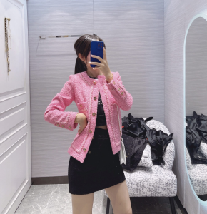 Replica Womens Clothing Chanel Pink Tweed Jacket SML A198PP980 AA191076
