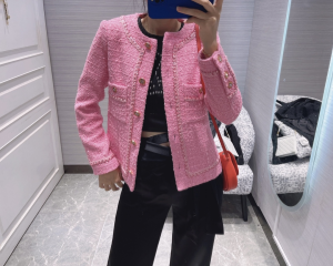 Replica Womens Clothing Chanel Pink Tweed Jacket SML A198PP980 AA191076