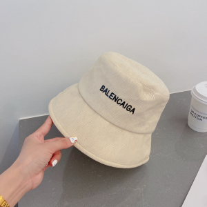 Balenciaga Beige Cotton Bucket Cap Hat 