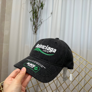 Replica Womens Hats Balenciaga Black Cotton Baseball Cap Hat A190PP180 AA191060