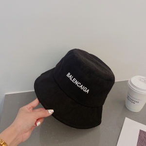 Balenciaga Black Cotton Bucket Cap Hat 
