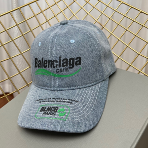 Balenciaga Gray Cotton Baseball Cap Hat 