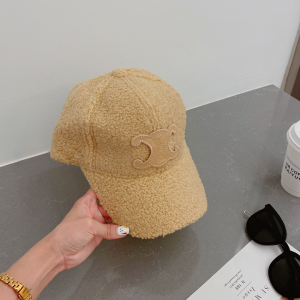 Replica Womens Hats Celine Triomphe Beige Woolskin Baseball Cap Hat A190PP180 AA191063