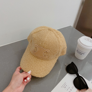 Replica Womens Hats Celine Triomphe Beige Woolskin Baseball Cap Hat A190PP180 AA191063