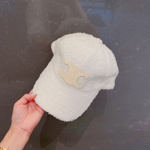 Replica Womens Hats Celine Triomphe White Woolskin Baseball Cap Hat A190PP180 AA191064
