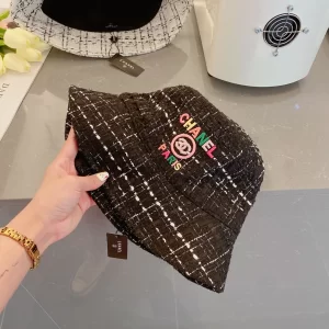 Replica Womens Hats Chanel Black Tweed Bucket Cap Hat A190PP180 AA191062