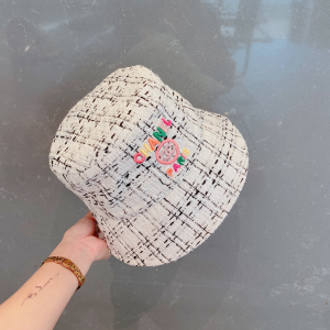 Replica Womens Hats Chanel White Tweed Bucket Cap Hat A190PP180 AA191061