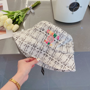 Replica Womens Hats Chanel White Tweed Bucket Cap Hat A190PP180 AA191061