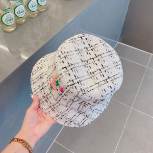 Replica Womens Hats Chanel White Tweed Bucket Cap Hat A190PP180 AA191061