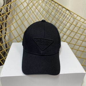 Prada Black Cotton Baseball Cap Hat 