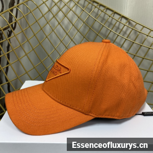 Replica Womens Hats Prada Orange Cotton Baseball Cap Hat A190PP180 AA191070