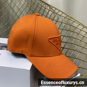 Replica Womens Hats Prada Orange Cotton Baseball Cap Hat A190PP180 AA191070